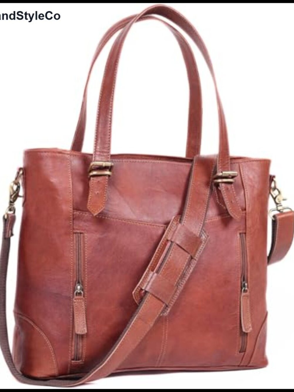 Genuine Leather Tote Bag for Women 17 Inch Large Laptop Work Shoulder Bag